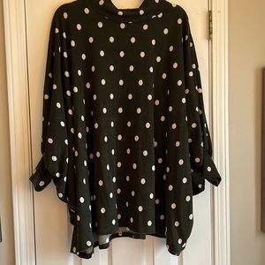 NWOT drop sleeve polka dot green sweater